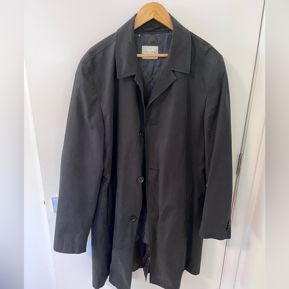 Men's Black Classic Trench Coat with Quilted Lining